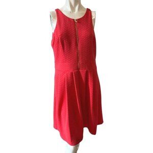 Jessica Simpson Coral Fit & Flare Dress Sz 8 (Medium) Womens Orange Zip Front Cu